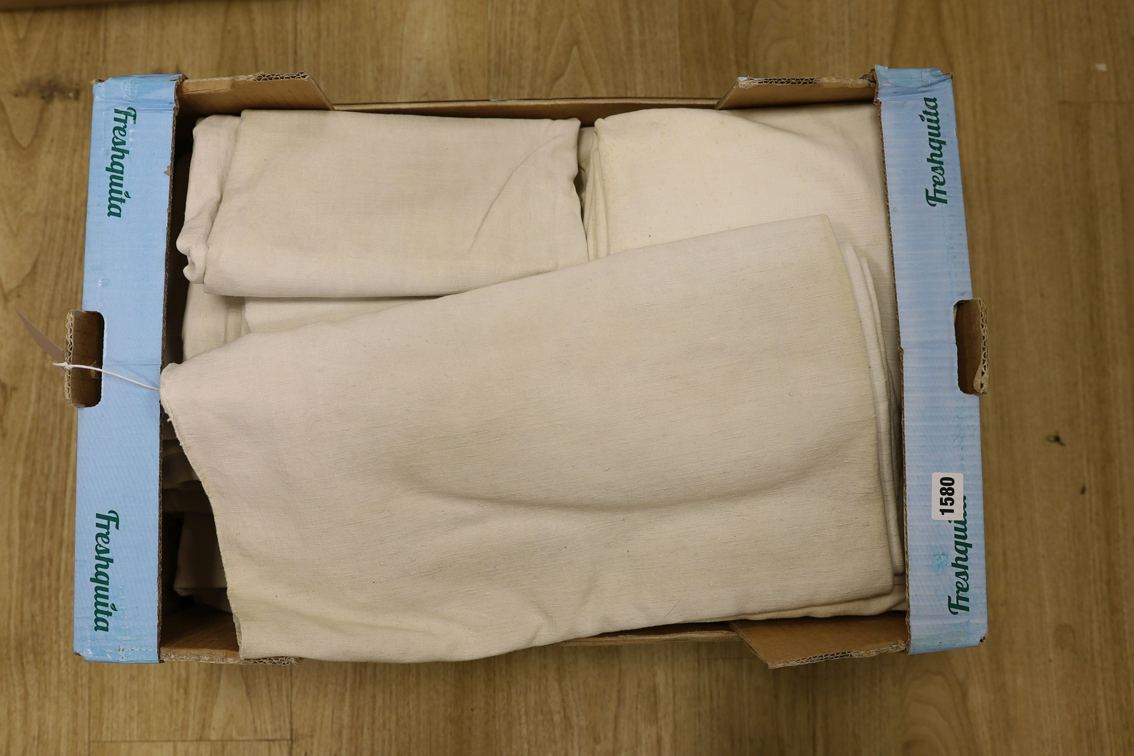 Twelve coarse linen sheets - 1 box